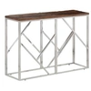 Image de Table console argenté acier inoxydable et bois de mélèze massif