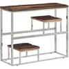 Image de Table console argenté acier inoxydable et bois de mélèze massif