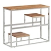 Image de Table console argenté acier inoxydable et bois massif d'acacia350015