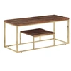 Image de Table basse doré acier inoxydable et bois de mélèze massif