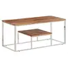 Image de Table basse argenté acier inoxydable et bois massif d'acacia350023