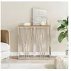 Image de Table console argenté acier inoxydable et bois massif d'acacia350039