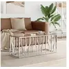 Image de Table basse 110x45x45 cm acier inoxydable et verre