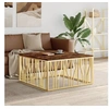 Image de Table basse doré acier inoxydable et bois massif récupération 350070