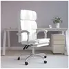 Image de Fauteuil Inclinable de Bureau Siège Inclinable Chaise d'Ordinateur Dossier et Repose-pied Réglables Meuble de Bureau Intérieur Blanc Similicuir