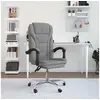Image de Fauteuil Inclinable de Bureau, Chaise Pivotante avec Dossier et Repose-pied Réglables, Siège de Bureau, Moderne, Gris Clair Tissu
