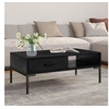Image de Table basse Noir 90x50x35 cm Bois de pin massif
