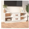 Image de Meuble TV Blanc 100x34x40 cm Bois de pin massif