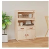 Image de Buffet Haut, Armoire avec Etagère, Meuble de Rangement avec Tiroirs, Organisateur de Salon Salle de Séjour, Scandinave, Marron Bois Massif de Pin
