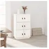 Image de Buffet Haut, Armoire avec 6 Compartiments, Meuble de Rangement avec 6 Portes, Organisateur de Salon Salle de Séjour, Moderne, Blanc Bois Massif de
