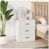 Image de Table de Chevet Table de Nuit Armoire de Chevet Armoire de Lit Meuble de Chambre à Coucher Maison Intérieur Blanc 50x36x60 cm Bois d'Ingénierie