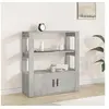 Image de Buffet, Armoire Latérale avec Etagères et Porte, Meuble de Rangement Salle de Séjour, Moderne, Gris Béton Bois d'Ingénierie