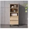 Image de Buffet Haut, Armoire avec 3 Etagères et Pieds, Meuble de Rangement avec 2 Tiroirs, Organisateur de Salle de Séjour, Industriel, Chêne Sonoma Bois