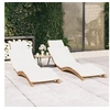 Image de Chaises longues 2 pcs avec coussins Bois massif de teck 3143633