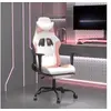 Image de Chaise de jeu avec repose pied Blanc et rose Similicuir