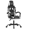 Image de Chaise de jeu avec repose-pied Noir et blanc Similicuir