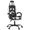 Image de Chaise de jeu avec repose-pied Noir et blanc Similicuir