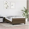 Image de Cadre de lit sans matelas marron foncé 90x190 cm tissu