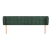 Image de Tête de Lit avec Oreilles Meuble de Chambre à Coucher Accessoire de Lit Double Tête de Cadre de Lit Vert Foncé 183x23x78/88 cm Velours