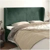 Image de Tête de Lit avec Oreilles Meuble de Chambre à Coucher Accessoire de Lit Double Tête de Cadre de Lit Vert Foncé 203x23x118/128 cm Velours 3117745