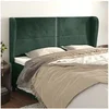 Image de Hoofdbord met randen 203x23x118/128 cm fluweel donkergroen3117885