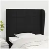 Image de Hoofdbord met randen 83x23x118/128 cm stof zwart3117932