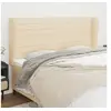 Image de Tête de Lit avec Oreilles Meuble de Chambre à Coucher Accessoire de Lit Double Tête de Cadre de Lit Intérieur Crème 183x23x118/128 cm Tissu 3118115