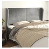 Image de Hoofdbord met randen 183x23x118/128 cm fluweel lichtgrijs3118156