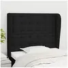 Image de Hoofdbord met randen 93x23x118/128 cm stof zwart3118374