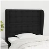 Image de Hoofdbord met randen 103x23x118/128 cm stof zwart3118382