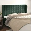 Image de Hoofdbord met randen 163x23x118/128 cm fluweel donkergroen3118447