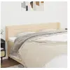 Image de Tête de Lit avec Oreilles Meuble de Chambre à Coucher Accessoire de Lit Double Tête de Cadre de Lit Intérieur Crème 183x16x78/88 cm Tissu
