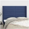 Image de Hoofdbord met randen 147x16x118/128 cm stof blauw3119724