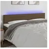 Image de Tête de Lit à LED Meuble de Chambre à Coucher Accessoire de Lit Double Tête de Cadre de Lit Intérieur Marron Foncé 180x5x78/88 cm Tissu 3121769