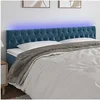 Image de Hoofdbord LED 180x7x78/88 cm fluweel donkerblauw3122012