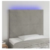 Image de Hoofdbord LED 90x5x118/128 cm fluweel lichtgrijs3122180