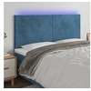 Image de Hoofdbord LED 200x5x118/128 cm fluweel donkerblauw3122214