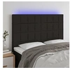 Image de Hoofdbord LED 144x5x118/128 cm stof zwart3122424