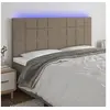 Image de Hoofdbord LED 180x5x118/128 cm stof taupe3122442