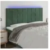 Image de Tête de Lit à LED Meuble de Chambre à Coucher Accessoire de Lit Double Tête de Cadre de Lit Intérieur Vert Foncé 200x5x118/128 cm Velours