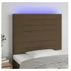 Image de Tête de Lit à LED Meuble de Chambre à Coucher Accessoire de Lit Simple Tête de Cadre de Lit Intérieur Marron Foncé 90x5x118/128 cm Tissu