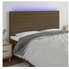 Image de Tête de Lit à LED Meuble de Chambre à Coucher Accessoire de Lit Double Tête de Cadre de Lit Intérieur Marron Foncé 180x5x118/128 cm Tissu 3122581