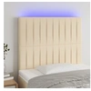 Image de Hoofdbord LED 80x5x118/128 cm stof cràmekleurig3122641
