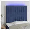Image de Hoofdbord LED 90x5x118/128 cm stof blauw3122650