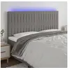 Image de Hoofdbord LED 200x5x118/128 cm stof donkergrijs3122685