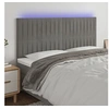 Image de Hoofdbord LED 180x5x118/128 cm fluweel lichtgrijs3122722