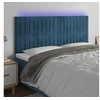 Image de Hoofdbord LED 200x5x118/128 cm fluweel donkerblauw3122732