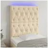Image de Hoofdbord LED 80x7x118/128 cm stof cràmekleurig3122739