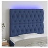 Image de Hoofdbord LED 100x7x118/128 cm stof blauw3122756