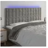 Image de Hoofdbord LED 160x5x118/128 cm fluweel lichtgrijs3122912